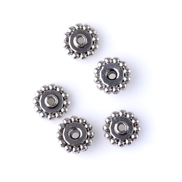 8mm Flower Bead Aligner - Rhodium Plated - 5 Pack