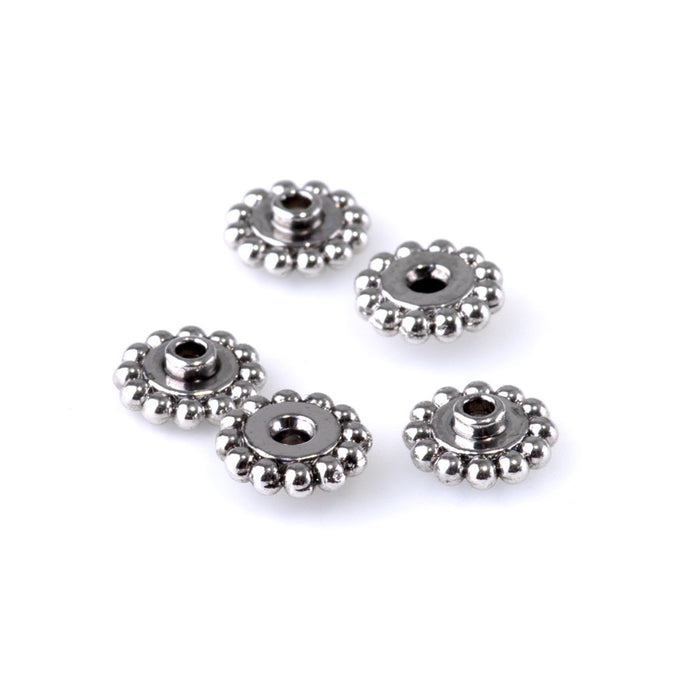 8mm Flower Bead Aligner - Rhodium Plated - 5 Pack