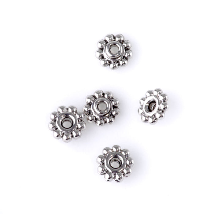 6mm Flower Bead Aligner - Rhodium Plated - 5 Pack