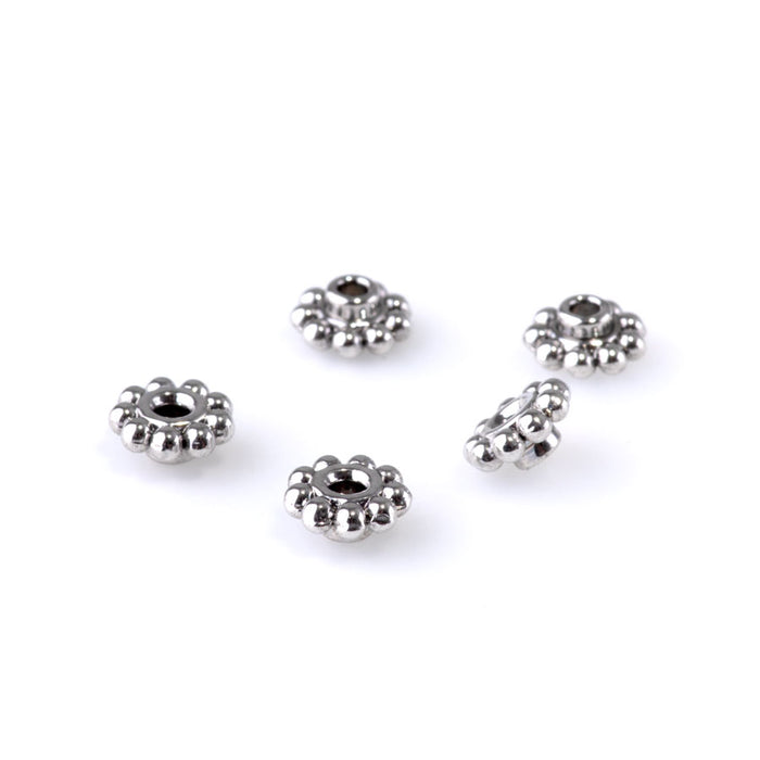 6mm Flower Bead Aligner - Rhodium Plated - 5 Pack