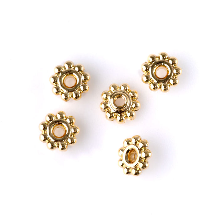 6mm Flower Bead Aligner - Gold Plated - 5 Pack