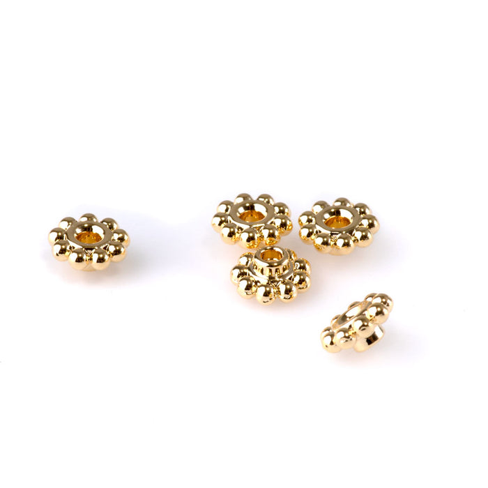 6mm Flower Bead Aligner - Gold Plated - 5 Pack