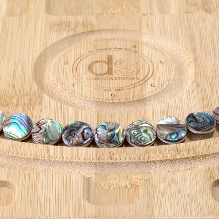 Abalone Shell 12mm Coin Beads - 14-Inch