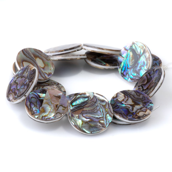 Abalone Shell 20mm Coin  Beads - 14-Inch