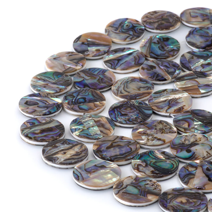 Abalone Shell 20mm Coin  Beads - 14-Inch