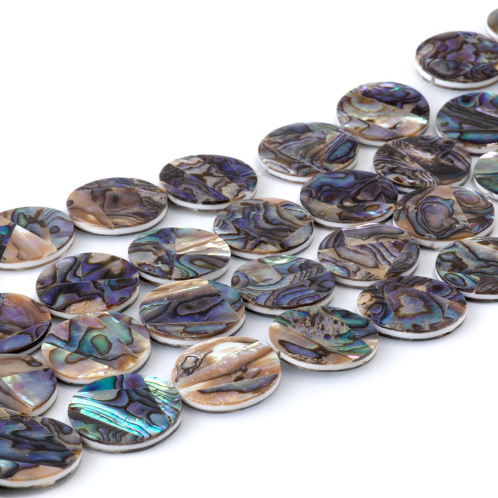Abalone Shell 20mm Coin  Beads - 14-Inch