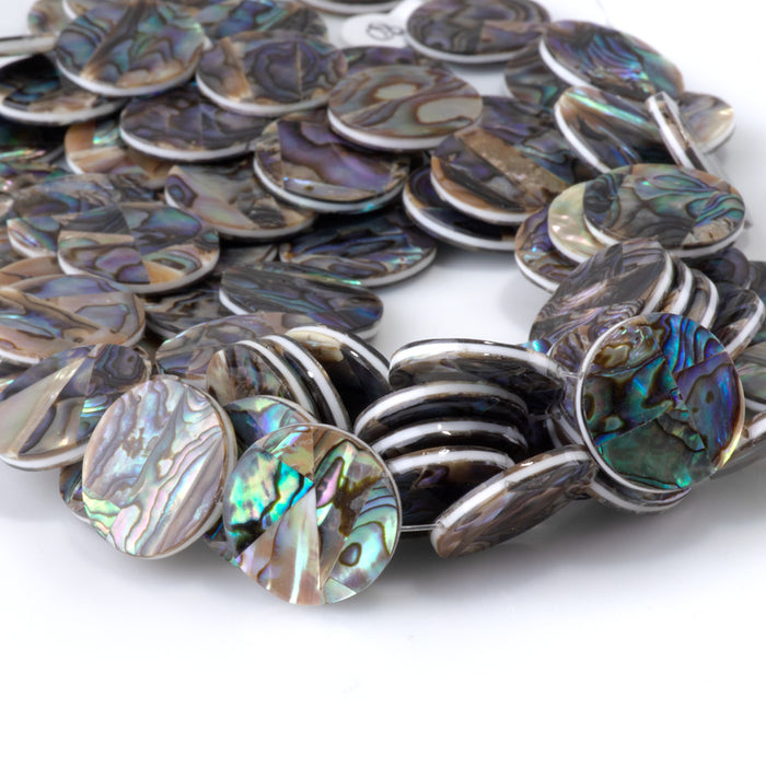 Abalone Shell 20mm Coin  Beads - 14-Inch