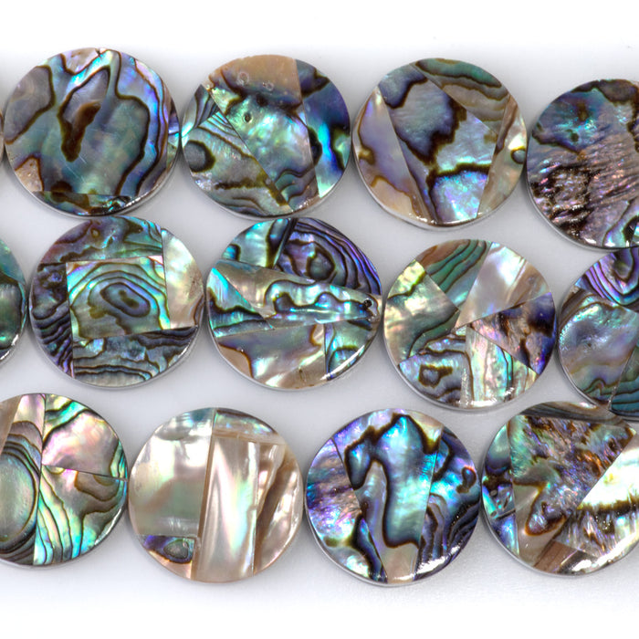 Abalone Shell 20mm Coin  Beads - 14-Inch