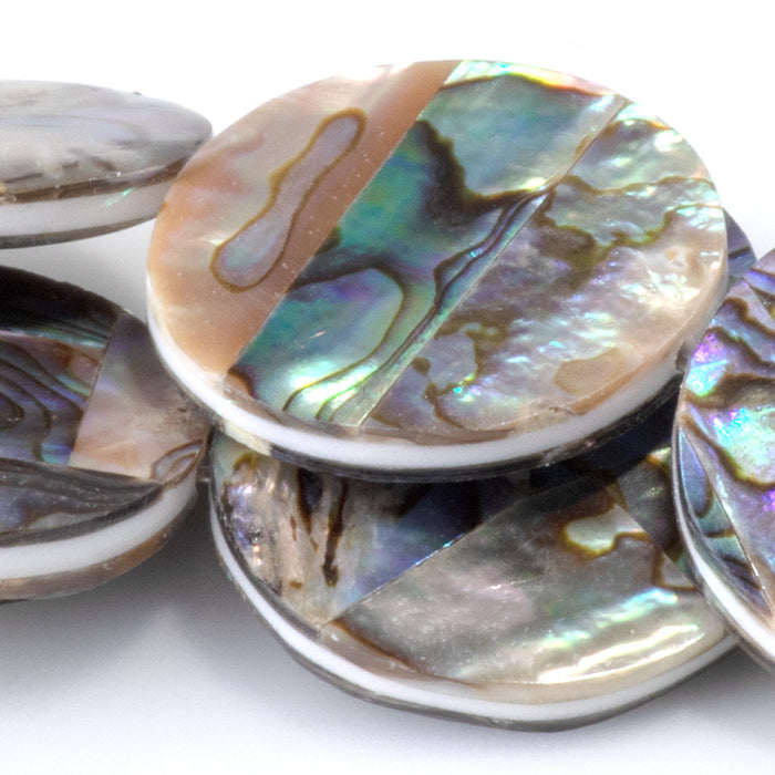 Abalone Shell 20mm Coin  Beads - 14-Inch