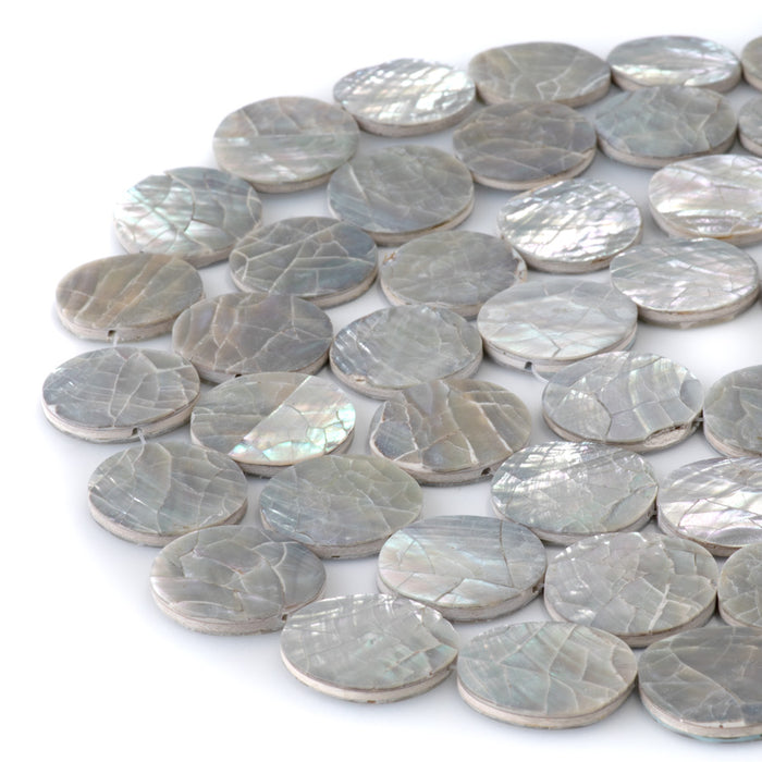 Abalone Shell from the Philippines 20mm Coin Beads - 16-Inch