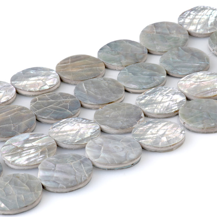 Abalone Shell from the Philippines 20mm Coin Beads - 16-Inch