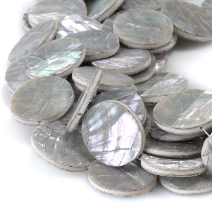Abalone Shell from the Philippines 20mm Coin Beads - 16-Inch