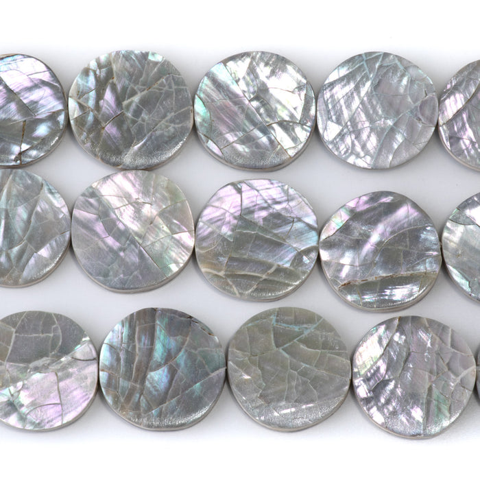 Abalone Shell from the Philippines 20mm Coin Beads - 16-Inch
