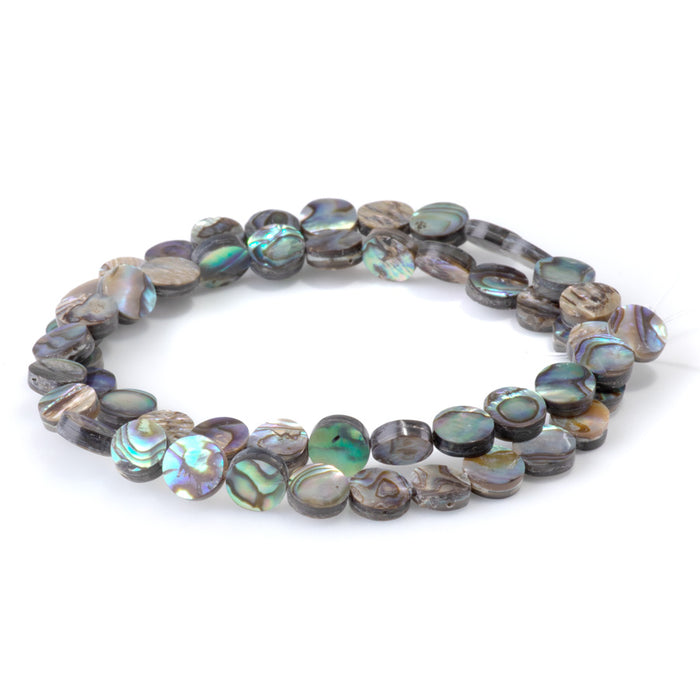 Abalone Shell 8mm Coin Beads - 16-Inch