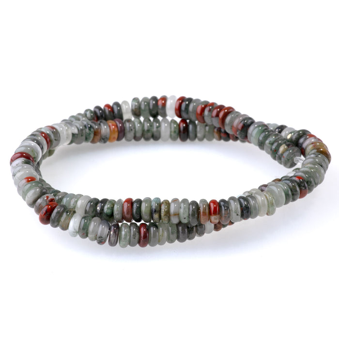 African Bloodstone 2x6mm Thin Rondelle - 15-16 Inch