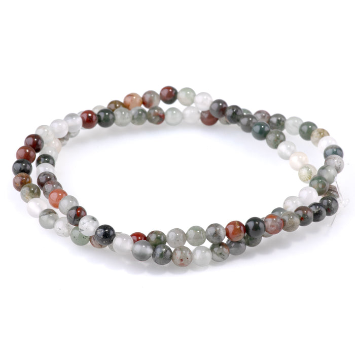 African Blood Stone 4mm Round - 15-16 Inch