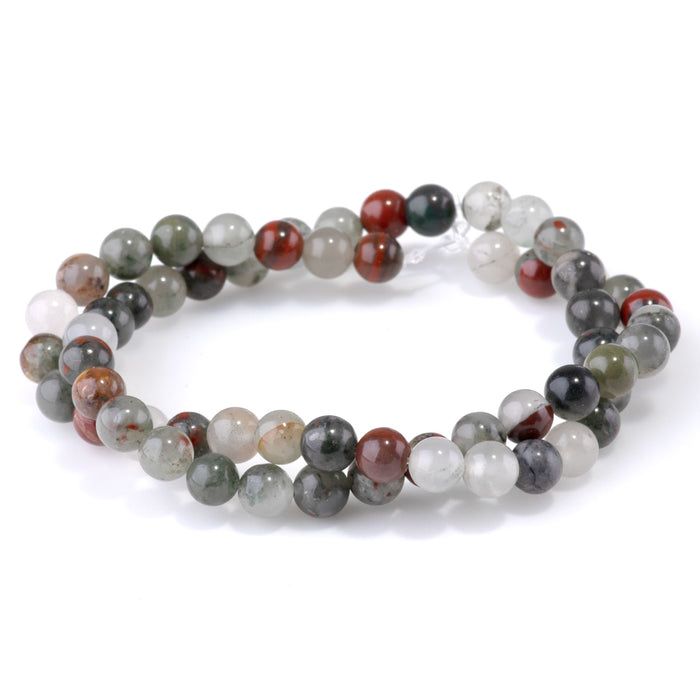 African Blood Stone 6mm Round - 15-16 Inch
