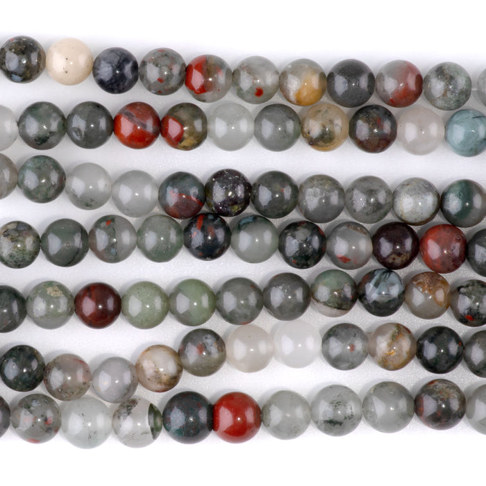 African Blood Stone 6mm Round - 15-16 Inch
