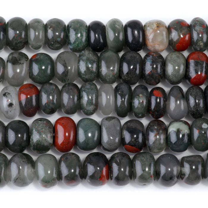 African Blood Stone 8x10-9x13mm Side Drilled Pebble - 15-16 Inch