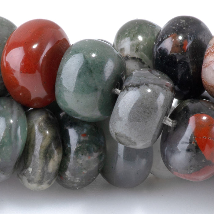 African Blood Stone 8x10-9x13mm Side Drilled Pebble - 15-16 Inch