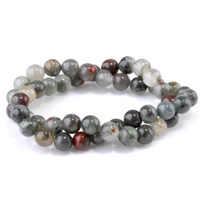 African Blood Stone 8mm Round - 15-16 Inch