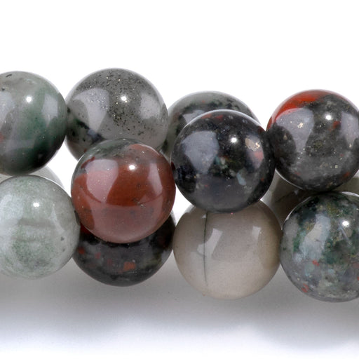 This is a Dakota Stones 8mm African Blood Stone Gemstone strand with round beads in 15-16 inch strand.