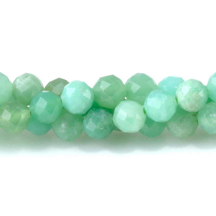 This is a Dakota Stones 4mm Australian Chrysoprase Gemstone strand with AAA grade faceted round beads in 15-16 inch strand.