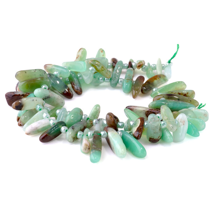 Australian Chrysoprase 5x10-20mm Top Drill Teeth - 15-16 Inch