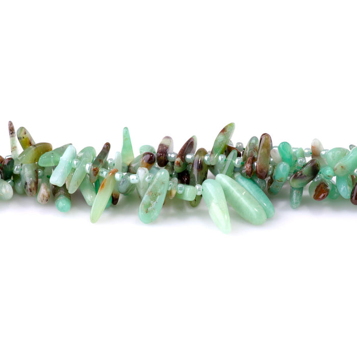 Australian Chrysoprase 5x10-20mm Top Drill Teeth - 15-16 Inch