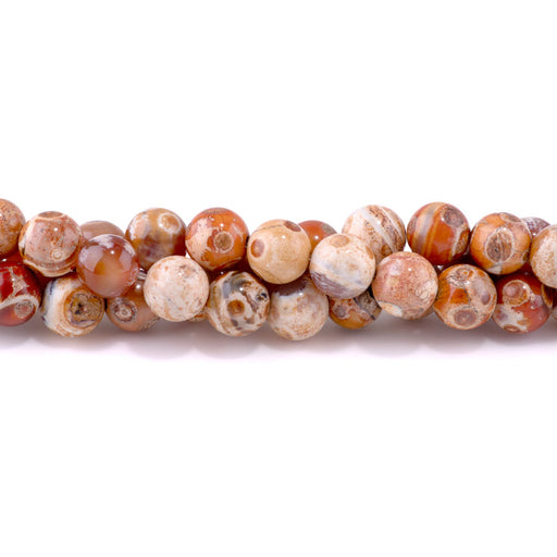 This is a Dakota Stones 12mm Ancient Cellar Red Agate Gemstone strand with round beads.
