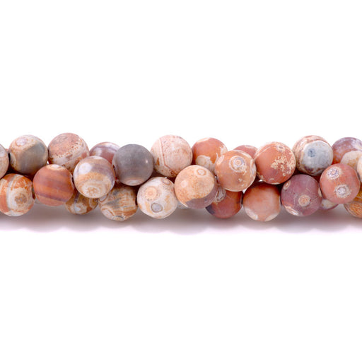 This is a Dakota Stones 12mm Ancient Cellar Red Agate Gemstone strand with matte round beads.