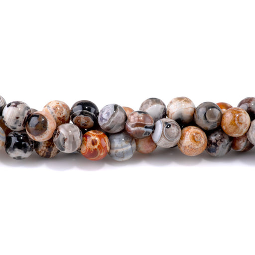 This is a Dakota Stones 12mm Ancient Cellar Black Agate Gemstone strand with round beads.