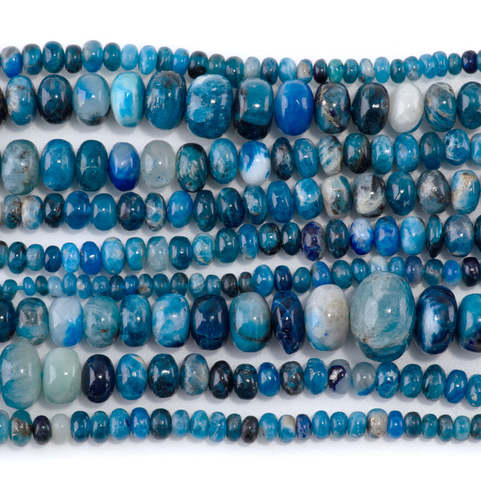 Afghanite 2x3-9x13mm Blue Graduated Irregular Rondelle - 16-17 inch