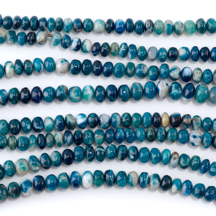 Afghanite 3x5-5x7mm Blue Green Graduated Irregular Rondelle - 16-17 inch