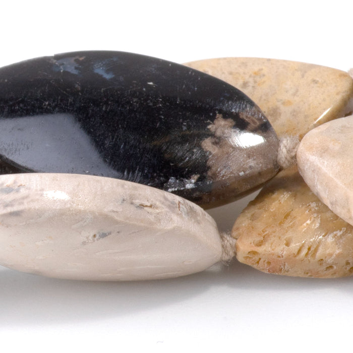 Petrified Palm Root 14x25-16x30mm Marquise Beads - 15-16 Inch