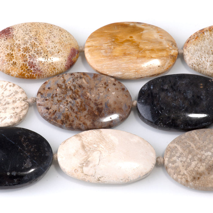Petrified Palm Root 18x25-22x30mm Marquise Beads - 15-16 Inch