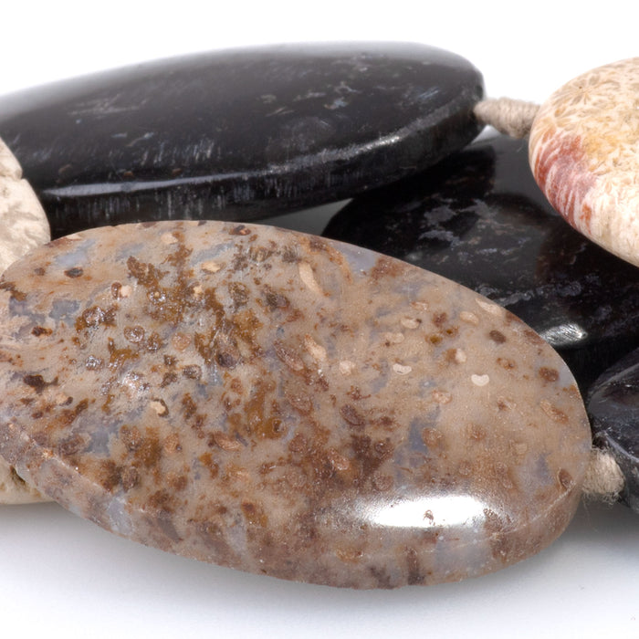 Petrified Palm Root 18x25-22x30mm Marquise Beads - 15-16 Inch