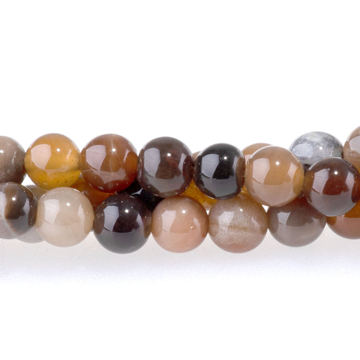 African Petrified Wood Agate 4mm Round - 15-16 Inch