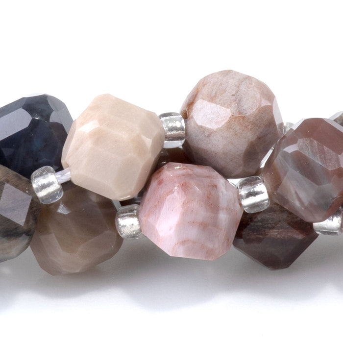 This is a Dakota Stones 6x8mm African Petrified Wood Agate Corner Gemstone strand with table-cut cube beads in 15-16 inch strand.