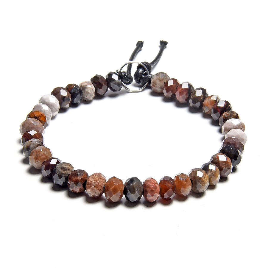 African Petrified Wood Agate 5x8mm Large Hole Faceted Rondelle - 8