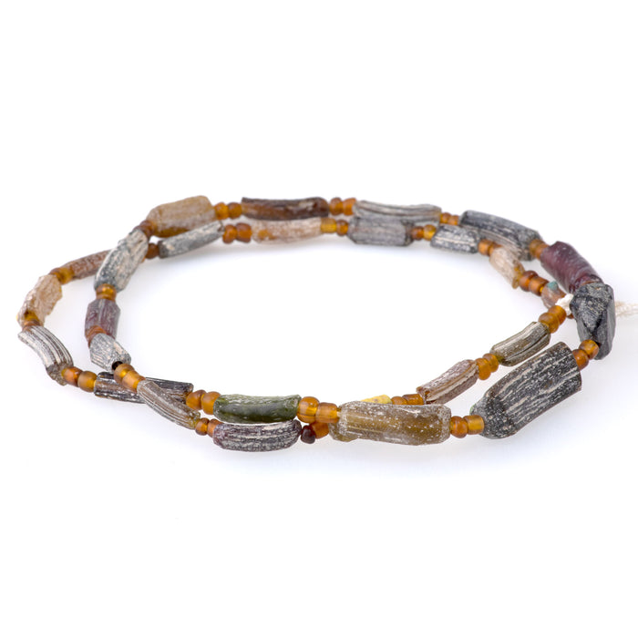 Ancient Glass 4x6-6x16mm Brown Tube Bangle Beads - 16-17 Inch