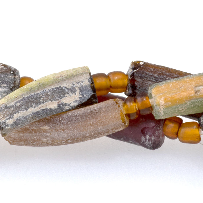 Ancient Glass 4x6-6x16mm Brown Tube Bangle Beads - 16-17 Inch