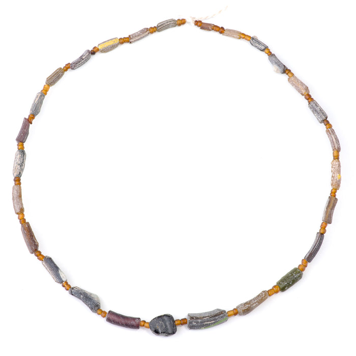 Ancient Glass 4x6-6x16mm Brown Tube Bangle Beads - 16-17 Inch