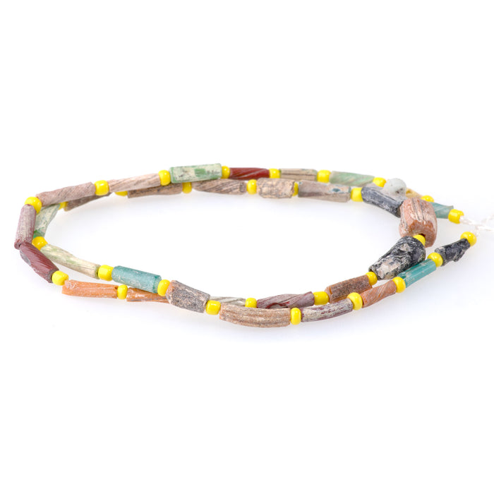 Ancient Glass 4x6-6x16mm Multi  Color Tube Bangle Beads - 15-16 Inch