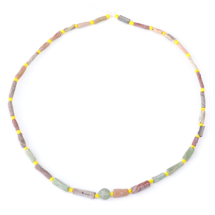 Ancient Glass 4x6-6x16mm Multi  Color Tube Bangle Beads - 15-16 Inch