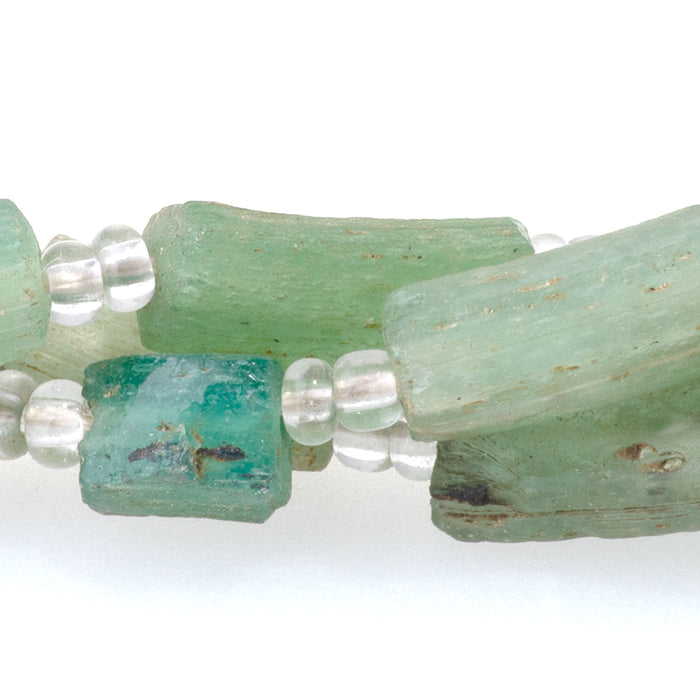 Ancient Glass 5x8-8x20mm Green Tube Bangle Beads - 16-17 Inch