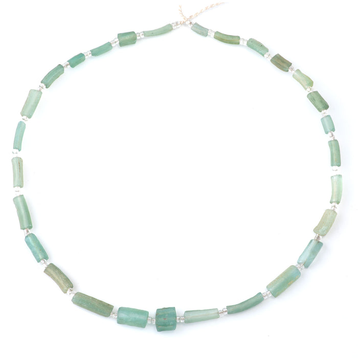 Ancient Glass 5x8-8x20mm Green Tube Bangle Beads - 16-17 Inch