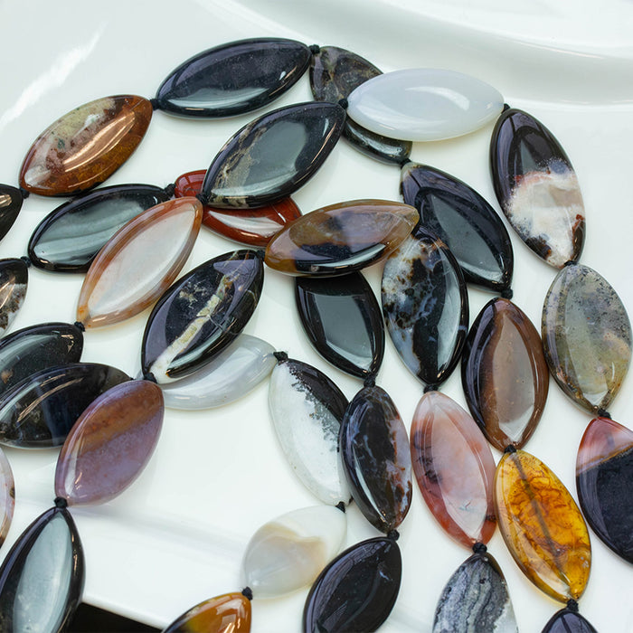 Kentucky Agate 13x26-15x30mm Marquise Beads - 15-16 Inch