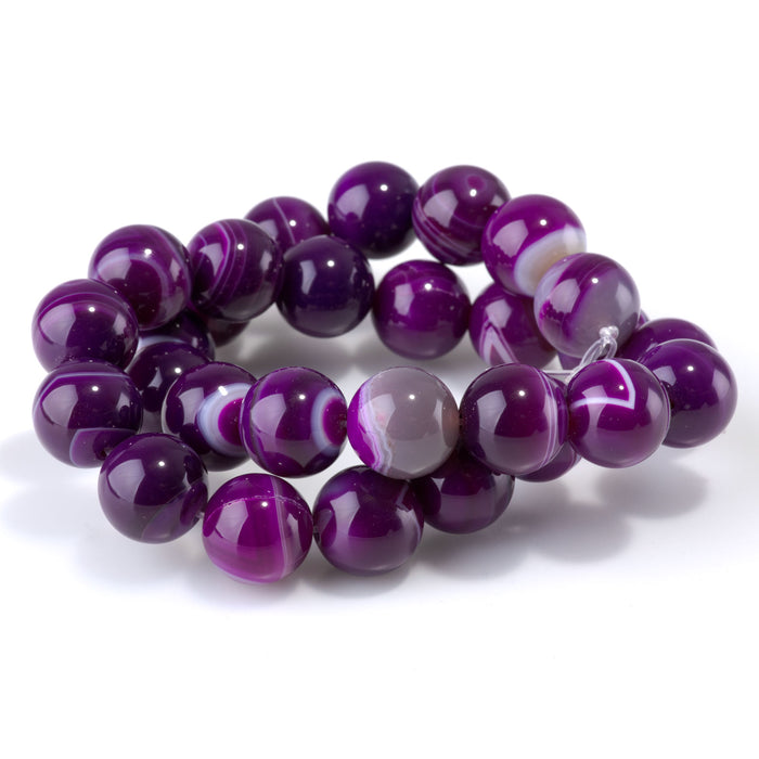 Purple (Dyed) Agate 14mm Round Bead - 15-16 Inch