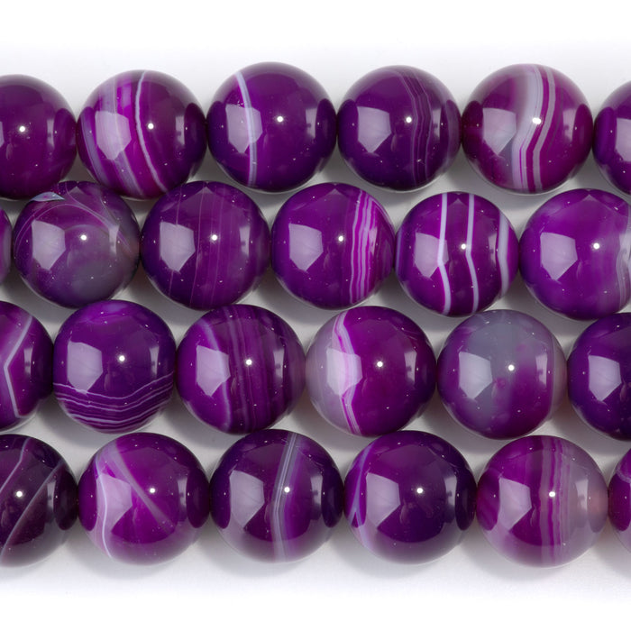 Purple (Dyed) Agate 14mm Round Bead - 15-16 Inch